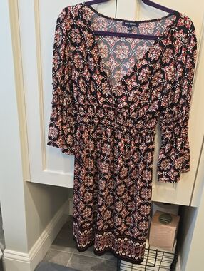 Max Edition Black Dress with Red and Cream Floral Print